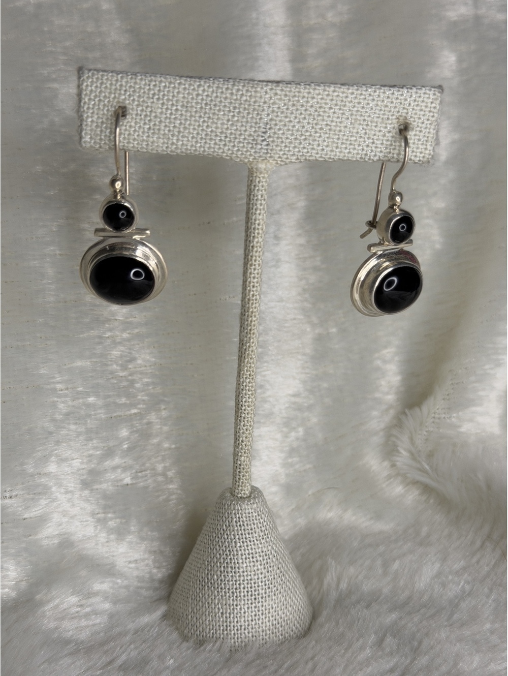 Vtg Silpada Retired .925 Sterling Black Onyx Cabochon Drop Earrings W0461